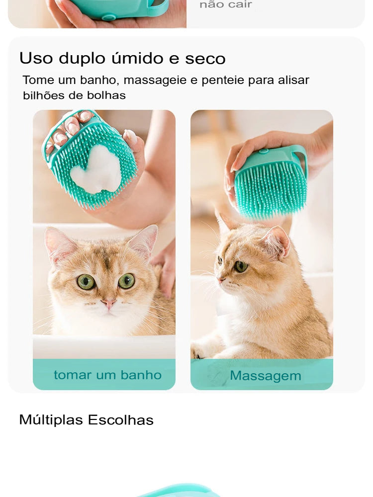 Pet Escova De Banho Silicone Macio Massageador