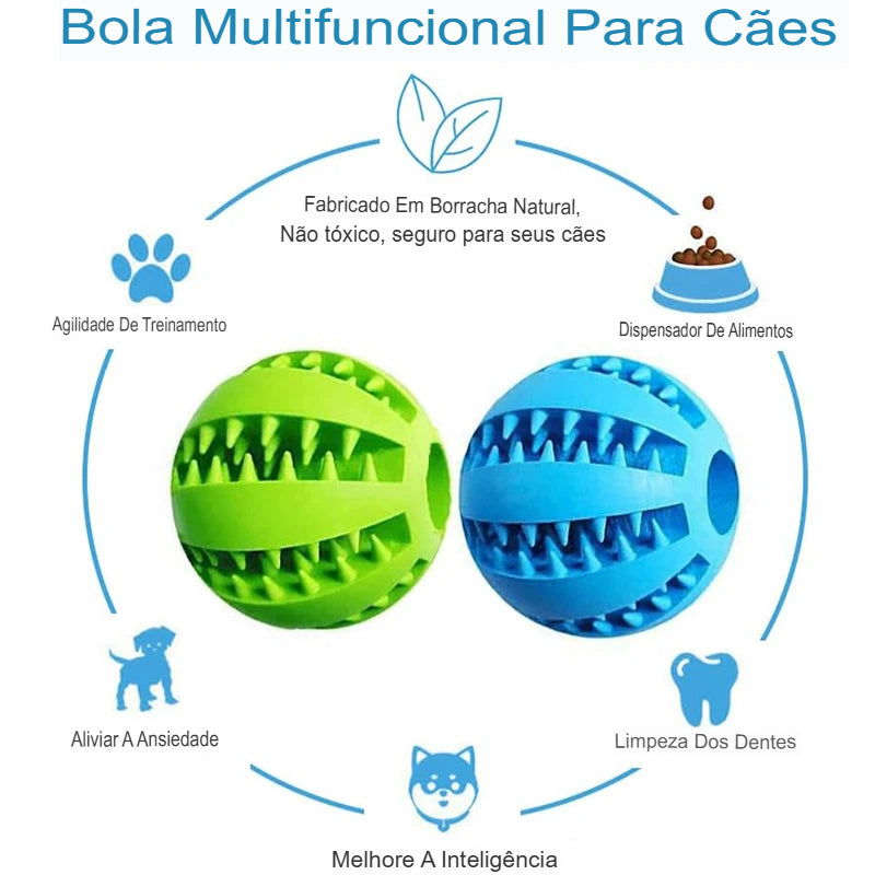 Bola de Borracha de Brinquedo para Cachorros para Limpeza dos Dentes Junto com Alimentador