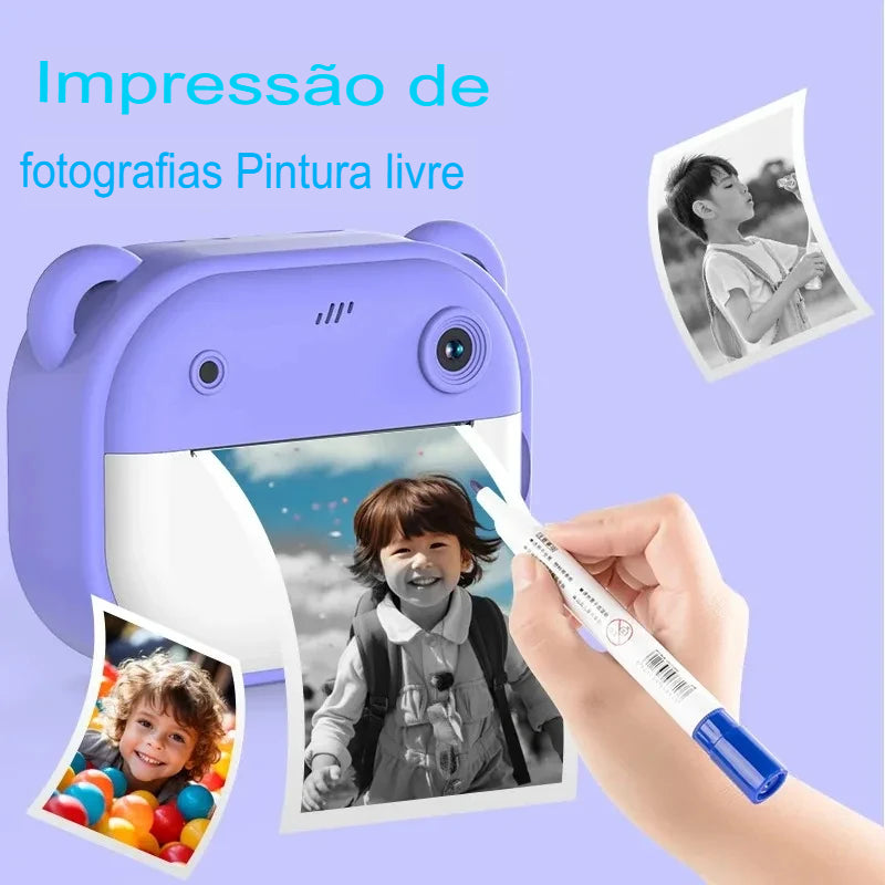 Câmera Digital Infantil com Impressão Instantânea para Crianças