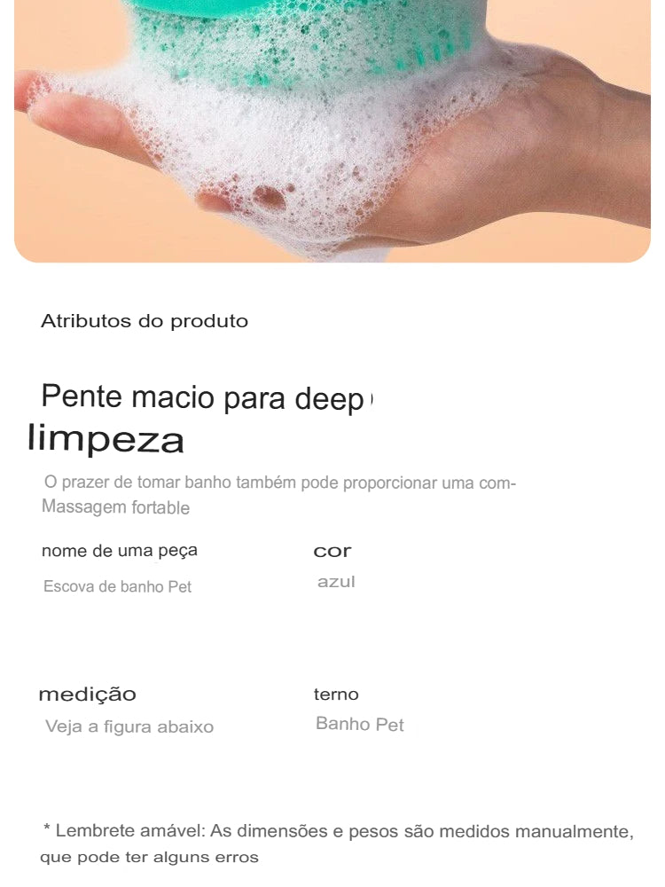 Pet Escova De Banho Silicone Macio Massageador