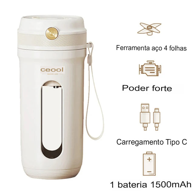 Liquidificador Portátil Elétrico USB Recarregável