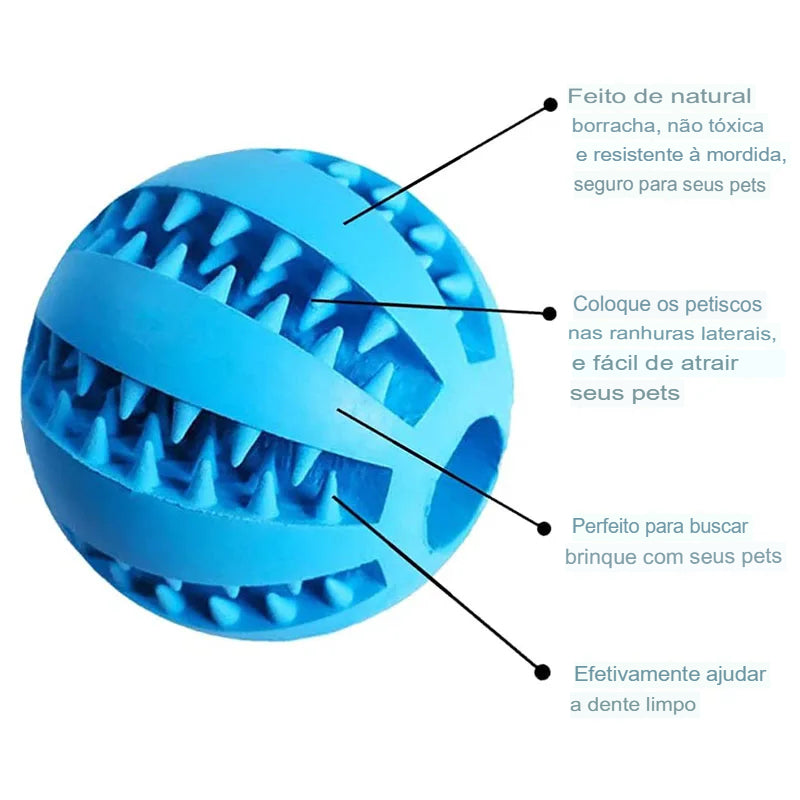 Bola de Borracha de Brinquedo para Cachorros para Limpeza dos Dentes Junto com Alimentador