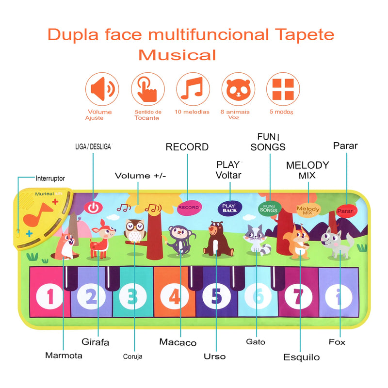 Tapete Piano para Crianças com Efeitos Sonoros