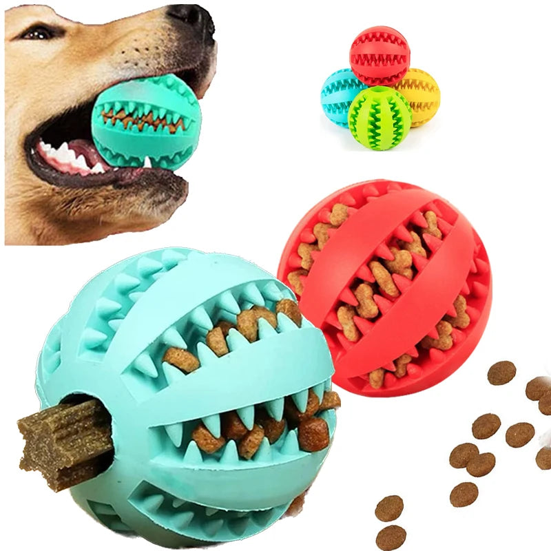 Bola de Borracha de Brinquedo para Cachorros para Limpeza dos Dentes Junto com Alimentador