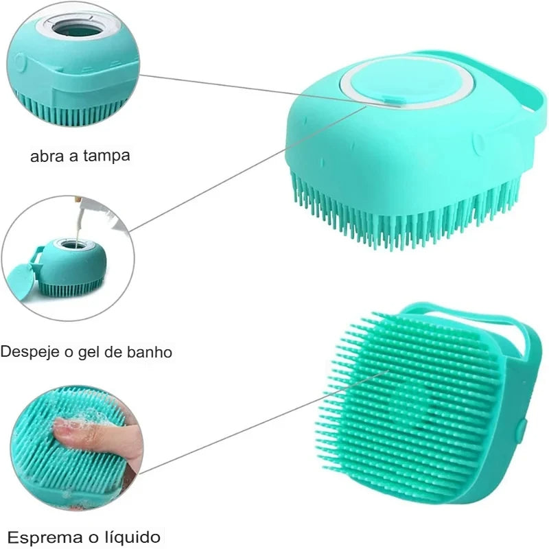 Pet Escova De Banho Silicone Macio Massageador