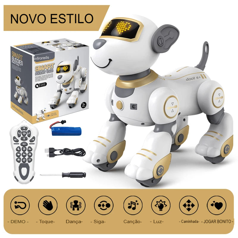 Cachorro Robô Eletrônico com Comando de Voz e Música para Crianças