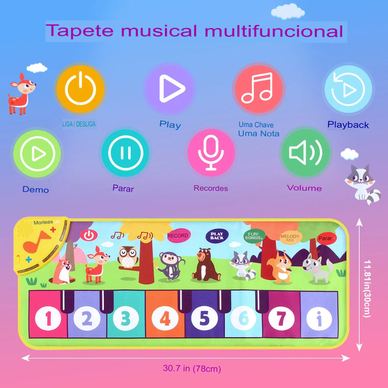 Tapete Piano para Crianças com Efeitos Sonoros