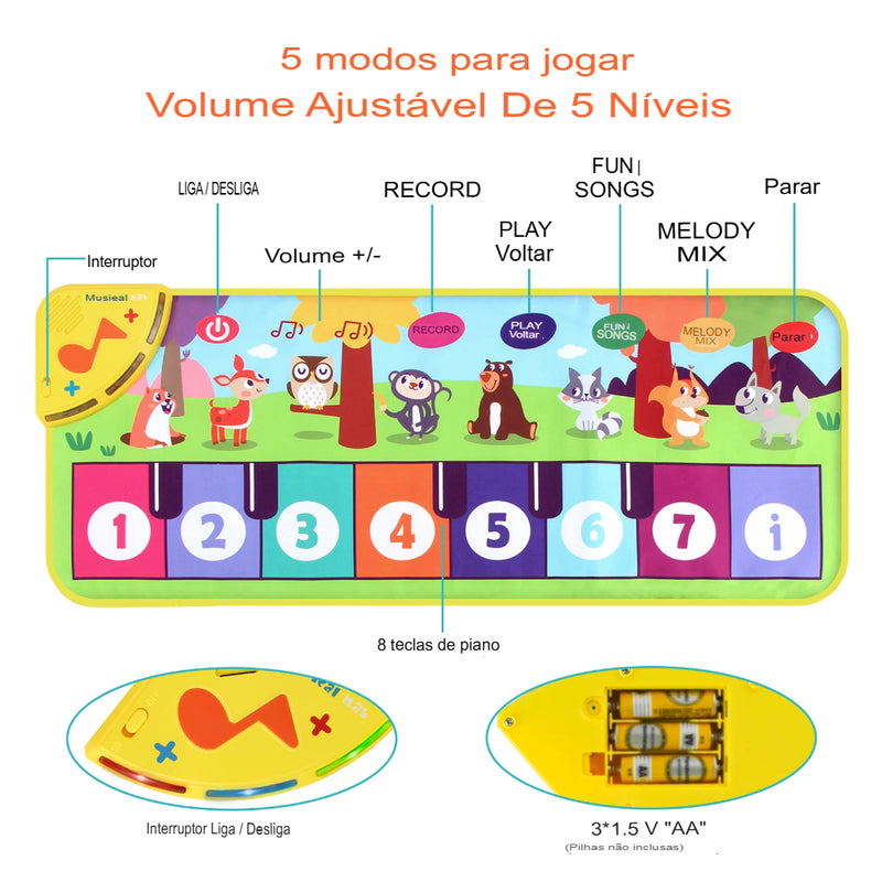 Tapete Piano para Crianças com Efeitos Sonoros