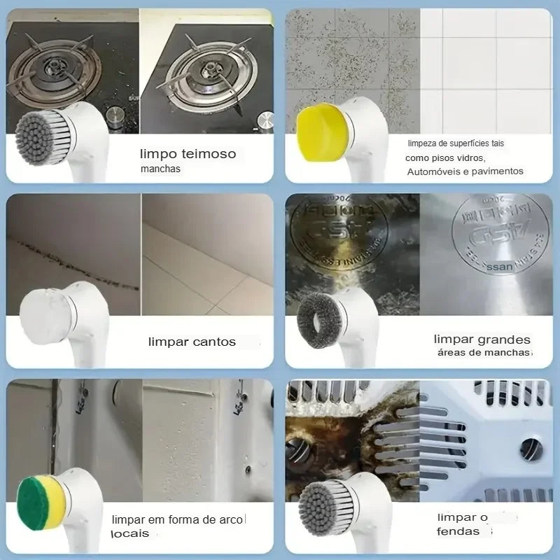 Escova Elétrica Multifuncional 5 em 1 para Limpeza